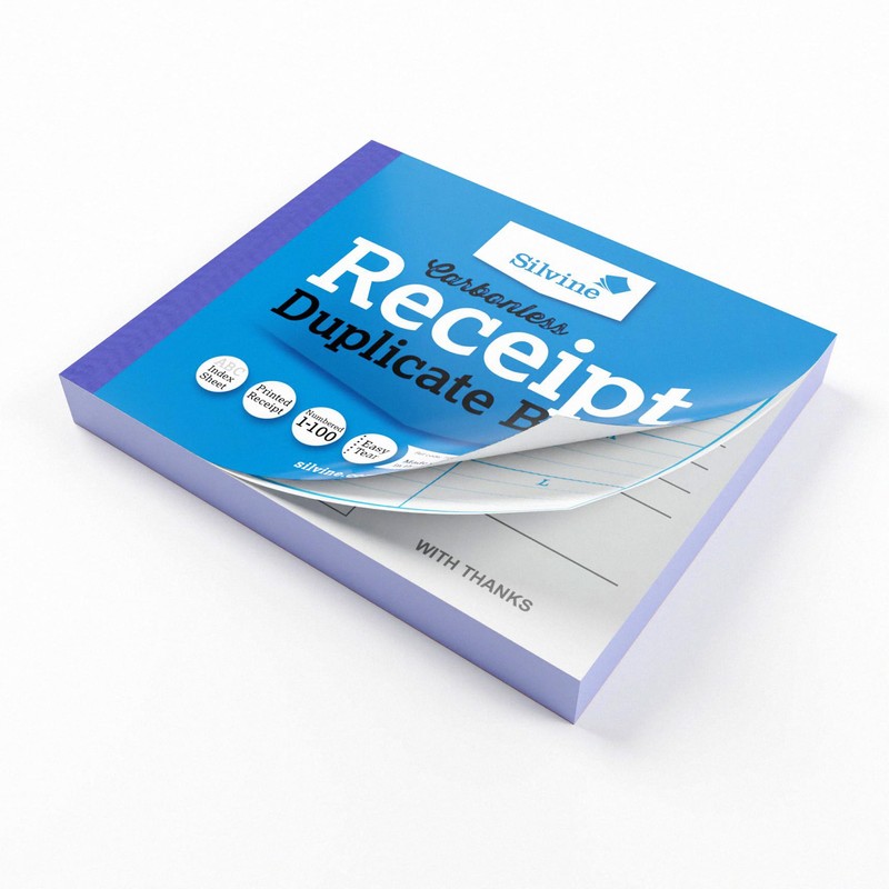 Silvine Carbonless Duplicate Receipt Book - Numbered 1-100 with index