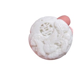 Acxico 1 pcs Jade Phoenix Pendant Chinese Natural White Necklace Jewelry Amulet