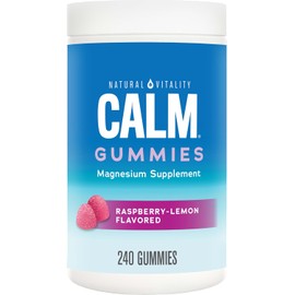 Natural Vitality Calm™ Gomitas Antiestrés | Citrato de Magnesio con Sabor Frambuesa-Limón | 240 Gomitas Veganas, Sin Gluten | Alivio Natural del Estrés y Apoyo Nervioso