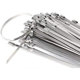 Bridas de acero inoxidable resistentes, 100 unidades de 7.9 pulgadas, autobloqueantes, multiusos para hogar, oficina, cochera, taller