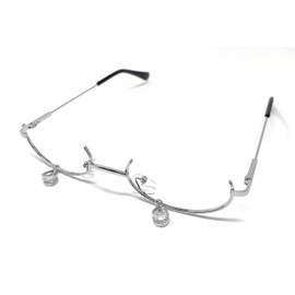 TOKYO GOODS MARKET Charm with No Lens Oval Half Rim Date Glasses Bottom Frame Fashion Glasses Moe Glasses One Size Fits Most, silver2