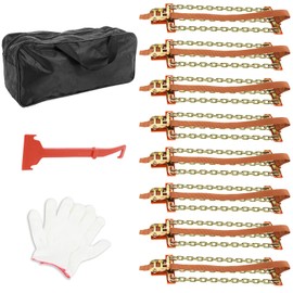 Nemtor Upgraded Snow Chains For Car,8 Pack Universal Emergency Anti Slip Tire Chains Snow Chain For Pickup Truck SUV,Thickened Manganese Steel Chain Use in Snow Ice Sand Mud (Tire Width 165-215mm)