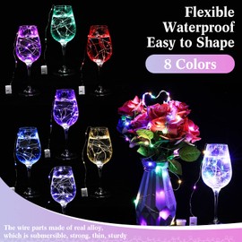 150 Pack LED Fairy Lights Battery Operated 3 Speed Modes, 7 Ft/ 2 M 20 LED Battery Powered String Lights Waterproof Wire Twinkle Lights Party Favor for DIY Wedding Christmas (Multi Color)
