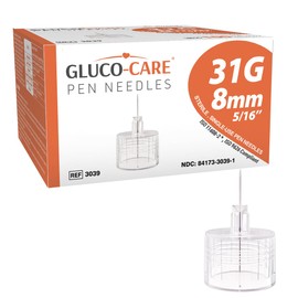 GLUCO-CARE Pen Tips 31G x 8mm, Universal Fit, 100/bx, Sterile, Comfort