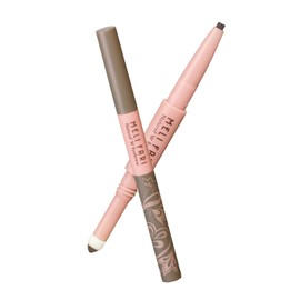 Merifari Natural W Eyebrow (Dark Brown/Waterproof) Pencil & Powder Tip (No Additives) Flat Wick Water Resistant Treatment