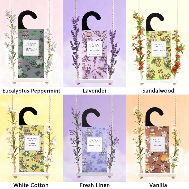 ROSE COTTAGE Large 12 Packs Eucalyptus Peppermint Hanging Closet Air