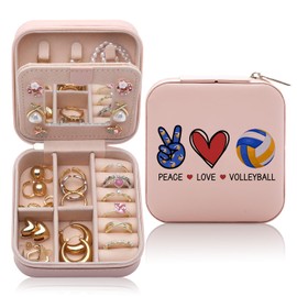 CEASQVAA Volleyball Gifts Jewelry Box for Women, Gifts for Volleyball Lovers Players Female, Volleyball Stuff Accessories Small Travel Jewelry Case Organizer for Women Female Friends
