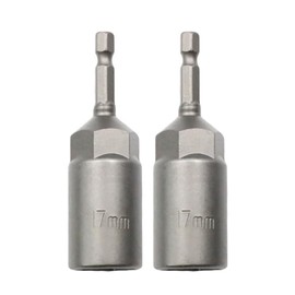 6-19mm Quick-Change 1/4 inch Hex Shank Metric Deep Socket Screwdriver Impact Nut Setter Extractor Remover Driver Drill Bit, 80mm Length, for Electric Manual Impact Screwdriver (2, 17mm)