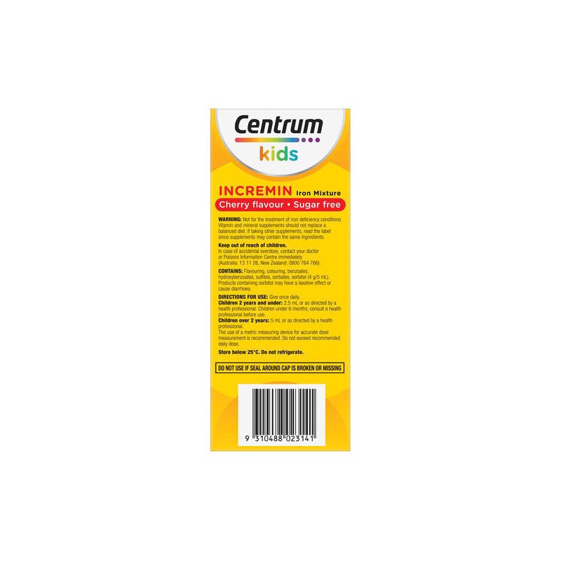 Centrum Kids Incremin Iron Mixture Oral Liquid Cherry 200mL