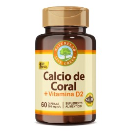 Calcio de Coral + Vitamina D2 Naturelab • 60 Cápsulas • Huesos Fuertes & Bienestar General