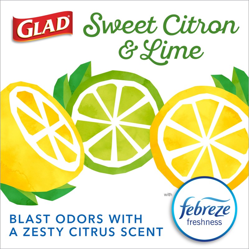 Glad Small Kitchen Drawstring Trash Bags, 4 Gallon, Febreze Sweet