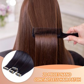 Hair Patch Replacement - Human Straight Wig | Clip-in Nano Contactless Hairpieces for Gathering, Performance, Daily, Wedding, Costume