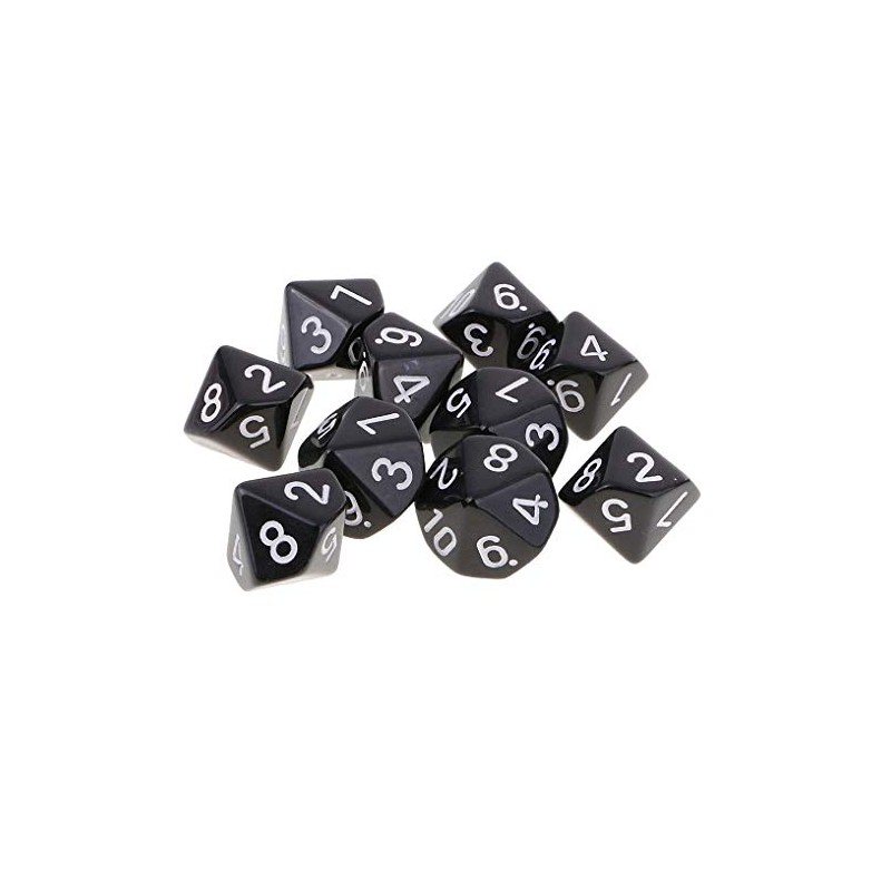 10PCS Polyhedral D10 Dice Acrylic 10 Sided Game Dice for