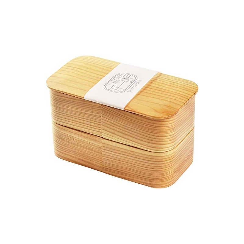 Yamako 80186 Japanese Lunch Box, Long Angle, 2-Tier Boxed, 32.8