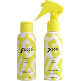 GUSSI HAIRCARE Keratin Treatment Kit - Hair Repair Treatment for Damaged or Frizzy Hair - 2.5 Fl Oz Conditioner - Includes Squeaky Clean Priming Shampoo