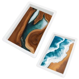 2Pcs Extra Large Reusable Epoxy Resin Table Mold 19x11x3 inch 15.7x9.8x3 inch Rectangles Epoxy Resin Molds for River Table, Coffee Side Table, Cutting Board, Charcuterie Board, Art Panel