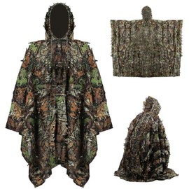 Ghillie Suit Thermal Camouflage Cloak, 3D Leafy Suit for Turkey Hunting Lightweight Hunting Clothes for Shooting Observe Wildlife Outdoor Daily Use Clothes Turkey Camo Leafy