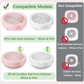 4 Pcs HPro Nail Dust Collector Replacement Filter Compatible with MelodySusie Model HPro SProR Vacuum Nail Dust Collector Reusable Refill Filters Nail Tool - White 4Pcs