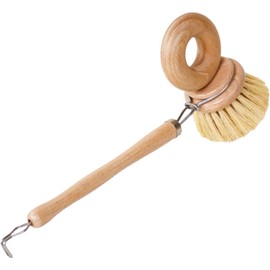 Wooden Cleaning Brush, Dish Scrubber with Handle, Kitchen Brush for Pots