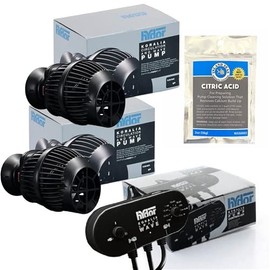 Hydor Koralia Nano 425 gph TWO PACK, SmartWave Timer & Citric Acid Bundle (4 Items)
