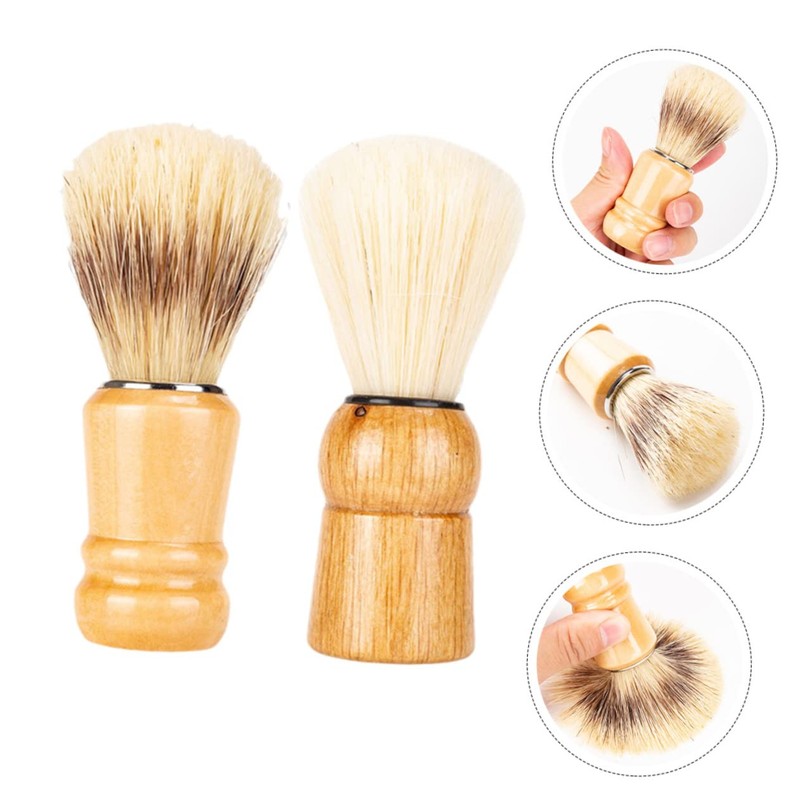 FRCOLOR 6pcs Men Shaving Brush Wood Handle Beard Brush for