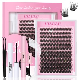 Lash Clusters Kit 10-18mm Mix D Curl Eye Lashes Wispy Lash Clusters False Eyelash Clusters DIY Lash Extension Kit with Lash Bond & Seal, Lash Glue Remover, Lash Tweezers(U13 Lash Kit)