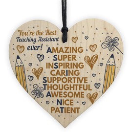 RED OCEAN Teacher Teaching Assistant Thank You Gifts Wooden Heart Nursery Pre School Leaving End Of Term Gifts