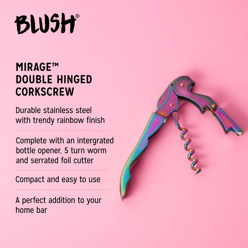 Blush Mirage Double Hinged Waiters Corkscrew Wine Opener Manual with