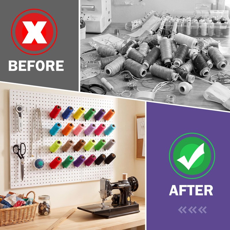 Xuhal 24 Pack Pegboard Spool Hooks for 1/4" Pegboard Organizer