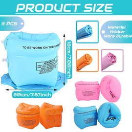 3 Pairs Inflatable Swimming Armbands for Kids Adults - Swimming Aid Children's Float Armbands - Infant Inflatable Arm Bands - Float Roll up Sleeves Swimming Ring - Learning Swim Training Aids