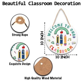 TIOFUNO Welcome Sign for Classroom, Welcome to Our Classroom Door Hanger, Back to School Door Sign, First Day of School Bulletin Board Window Wall Decor, 10 in -C03