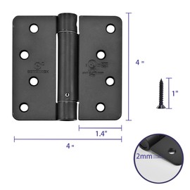 3 Pieces Self Closing Door Hinge 4 inch Matte Black Auto Close Hinges Adjustable 4 x 4 Inch Spring Hinges Door Closer Hinge 1/4" Radius Corner Commercial Auto Self-Closing Hinge