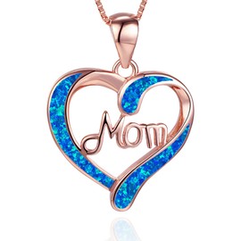 GemJelry Mothers Necklace Gifts for Mom from Daughter Son, I Love You Mom Necklace Heart Pendant Rhinestone Jewelry with Box Birthday Mothers Day Gifts for Women