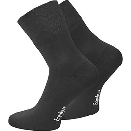 normani 6 Pairs Bamboo Socks Short Shaft with Pigue Waistband Without Cutting Antibacterial Against Sweaty Feet Colour Black Size 47/50