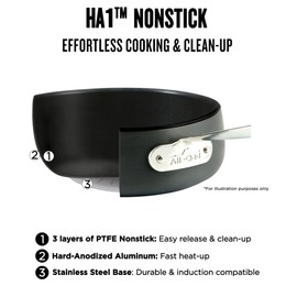 All-Clad HA1 Hard Anodized Nonstick Fry Pan 12 Inch Induction Oven Broiler Safe 500F, Lid Safe 350F Pots and Pans, Cookware Black