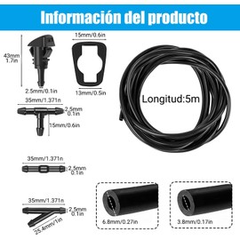 17 Boquillas para Limpiaparabrisas Delantero De Coche Con Adaptadores, Rociador, Manguera de Agua Conectore, Chisgueteros Reemplaza el N?mero de Pieza 5303833AA