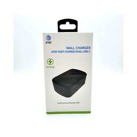 AT&T Dual Port USB-C + USB-C 36W Power Delivery Wall Charger Block