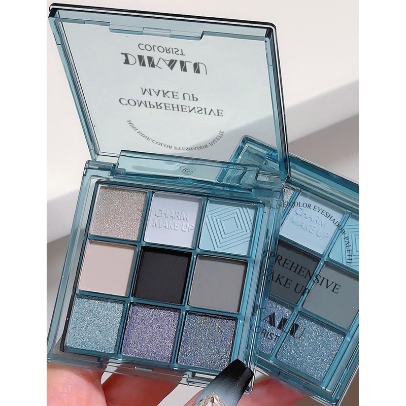 happykau Eyeshadow Palette, 9 Colors, Eyeshadow Cosmetics, Eye Makeup, Glitter,