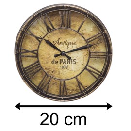 Carousel Home 20cm Wall Clock Antique Effect Distressed Round Clock | Antique de Paris Wall Mounted Clock | Vintage Style Wall Clock