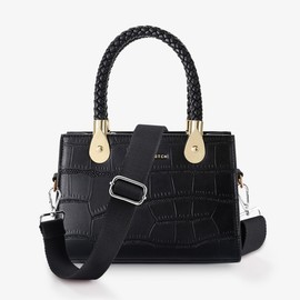 Hamdecro Wide Purse Strap Replacement Crossbody Shoulder Bag, Universal Adjustable Straps for Bags, Silver Buckle - Black