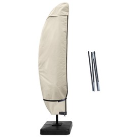 Porch Shield Patio Umbrella Cover - Outdoor Waterproof Garden Offset Banana Parasol Cover Fits Cantilever Offset Umbrella 12-14 Feet, Beige