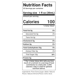 Monin - Almond Syrup, Sweet and Rich Nutty Aroma, Natural Flavors, Great for Coffee Drinks and Specialty Cocktails, Non-GMO, Gluten-Free (1 Liter)