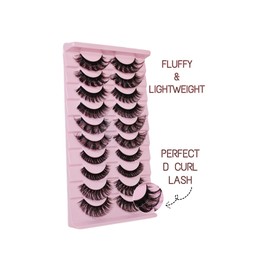 Cat Eye & Russian Mink Lashes| D Curl Fluffy Eyelashes| Fuax Mink D Curl Extension| Russian Wispie Volume Lashes| 5 Styles Mixed D Curl Mink Lash| 10 pack (Boss Babe)