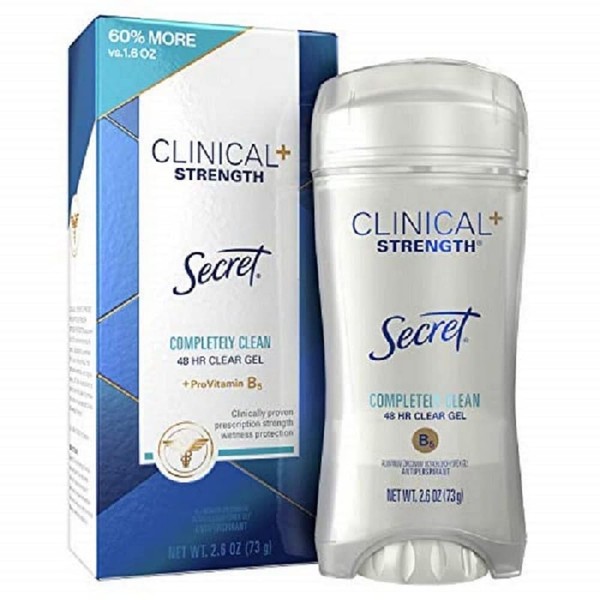 Secret Clinical Strength Deodorant and Antiperspirant for Women Clear Gel Completely Clean 2.6 Oz