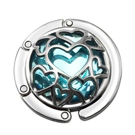 Grtdrm - Gancho plegable para colgar la bolsa, diseño de corazones, Celeste, Normal