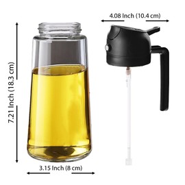 2 in 1 Olive Oil Sprayer & Dispenser Bottle – 470ml/16oz Glass Spray and Pour Oil Bottle for Cooking, Air Fryer, Salad, BBQ – Kitchen Gadgets & Accessories (Black)