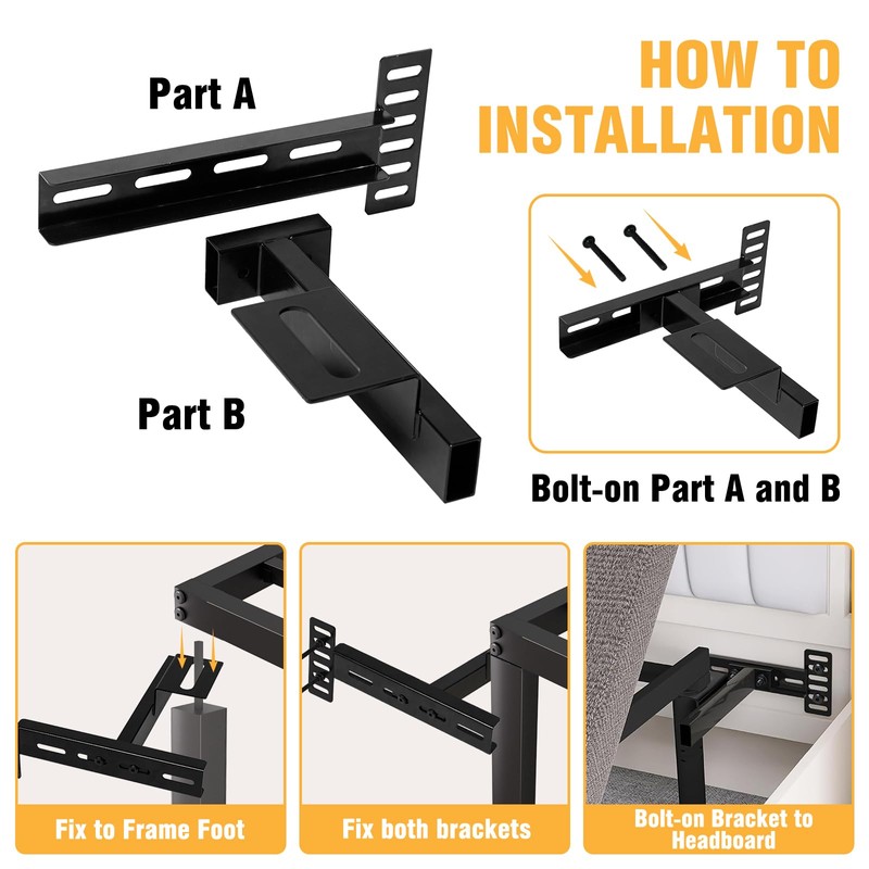 Headboard Brackets for Bed Frame, Adjustable Brackets for Headboard, Universal