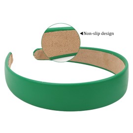 AMCAMI Green Headband 1 Inch PU Leather Headband Wide Thick Headbands for Women Non-slip Hair Accessories for Women Girls