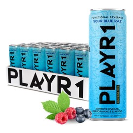 PLAYR1 No Artificial Sugar Pack 24 Energy Drink Caffeine Free, Electrolytes, Vitamin B12, Non Carbonated Gluten Free, Natural energy Drink (Blueberry Raspberry)