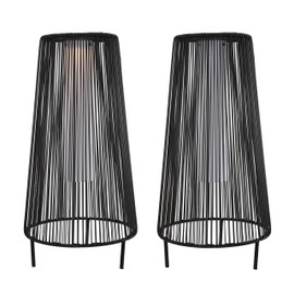 Outdoor Solar Floor Lamp of 2 Pack,Outdoor Solar Powered Lantern for Patio,All Weather Wicker Solar Patio Light for Porch, Yard, Garden, Lawn, and Pathway Decorations